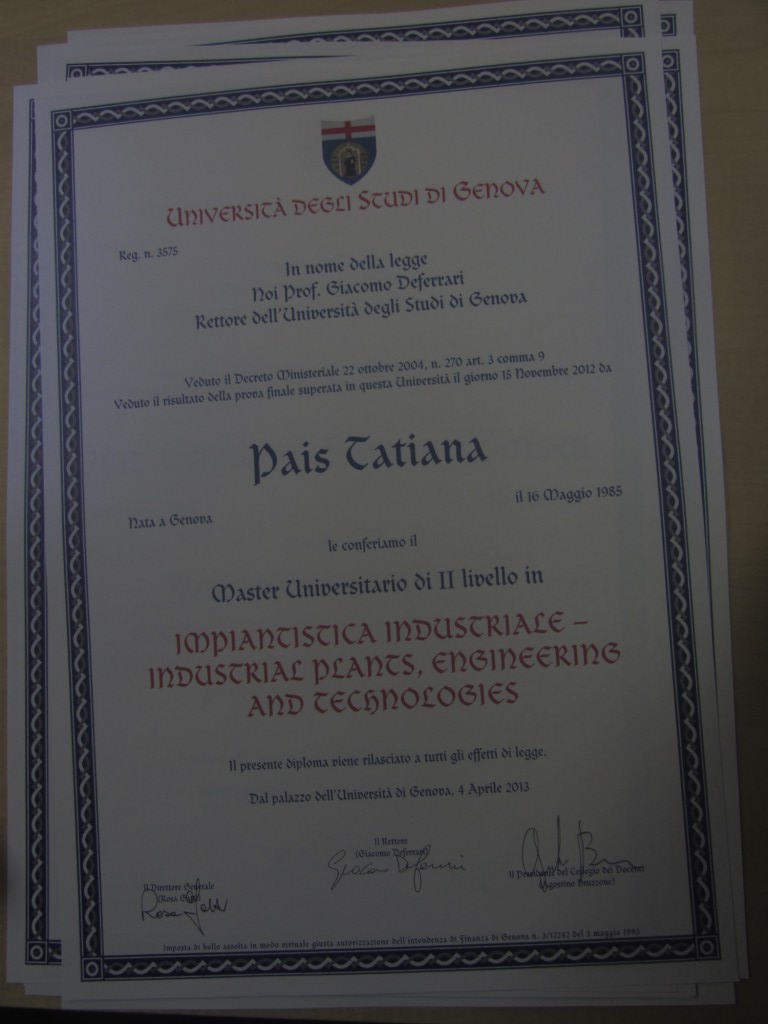 	MIPET 3rd Edition 2011/2012 Certificate Tatiana Pais	