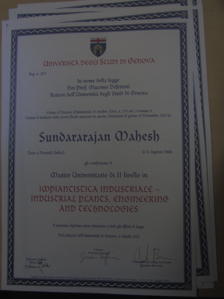 	MIPET 3rd Edition 2011/2012 Certificate Mahesh Sundararajan	