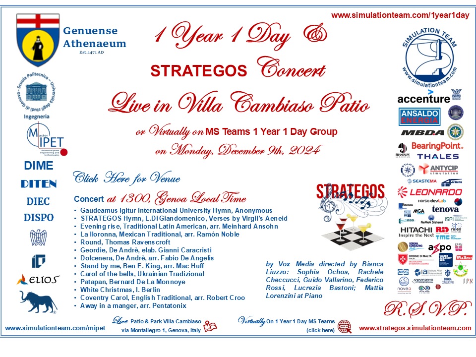 Invitation to 1 Year 1 Day Concert of STRATEGOS, December 4th, 2023, Villa Cambiaso, Genoa